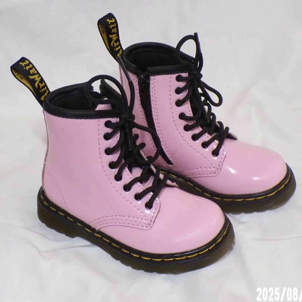DR,  MARTENS 1460 SOFTY ( T )  PALE PINK TODDLER ZIPPERED BOOTS
